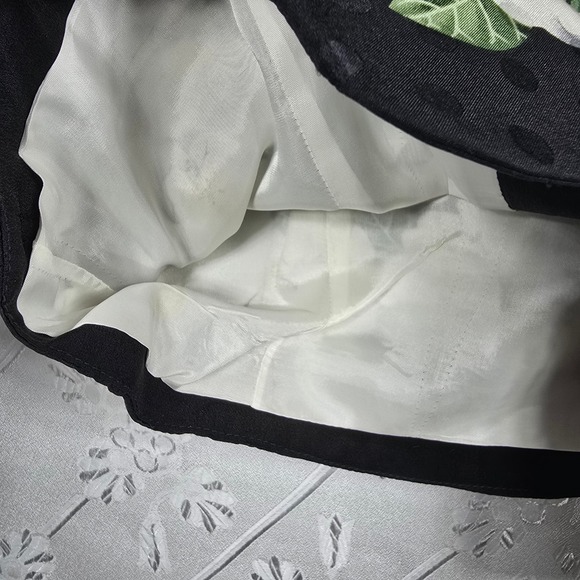 Vintage Maggy London Silk Skirt Set Woman 8 Black White Gingham Floral Old Money - Picture 12 of 13